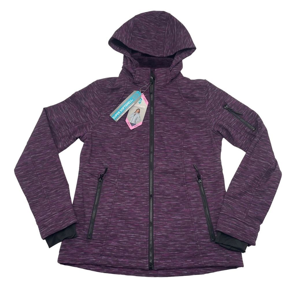 Free‎ Country Purple Heathered Fleece-Lined Hooded Jacket with Zip Pockets